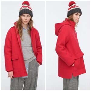 J. Crew Blue Italian Stadium-Cloth Wool Swing Zip Front Coat Size Small NEW $365